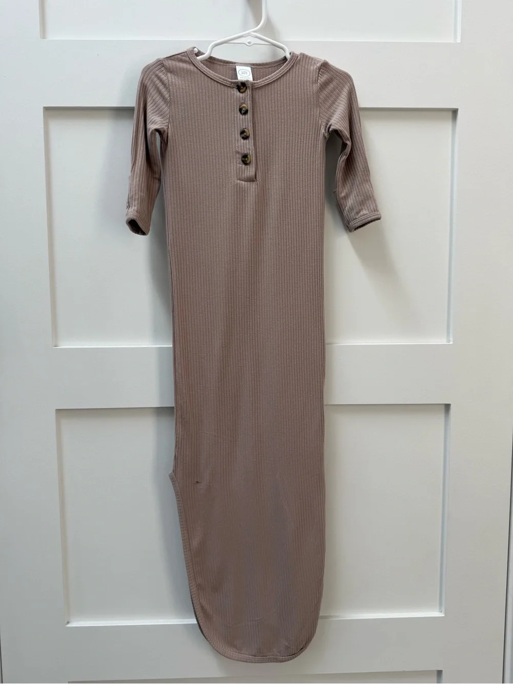 Lou Lou & Company Ribbed Henley Nightgown in Taupe